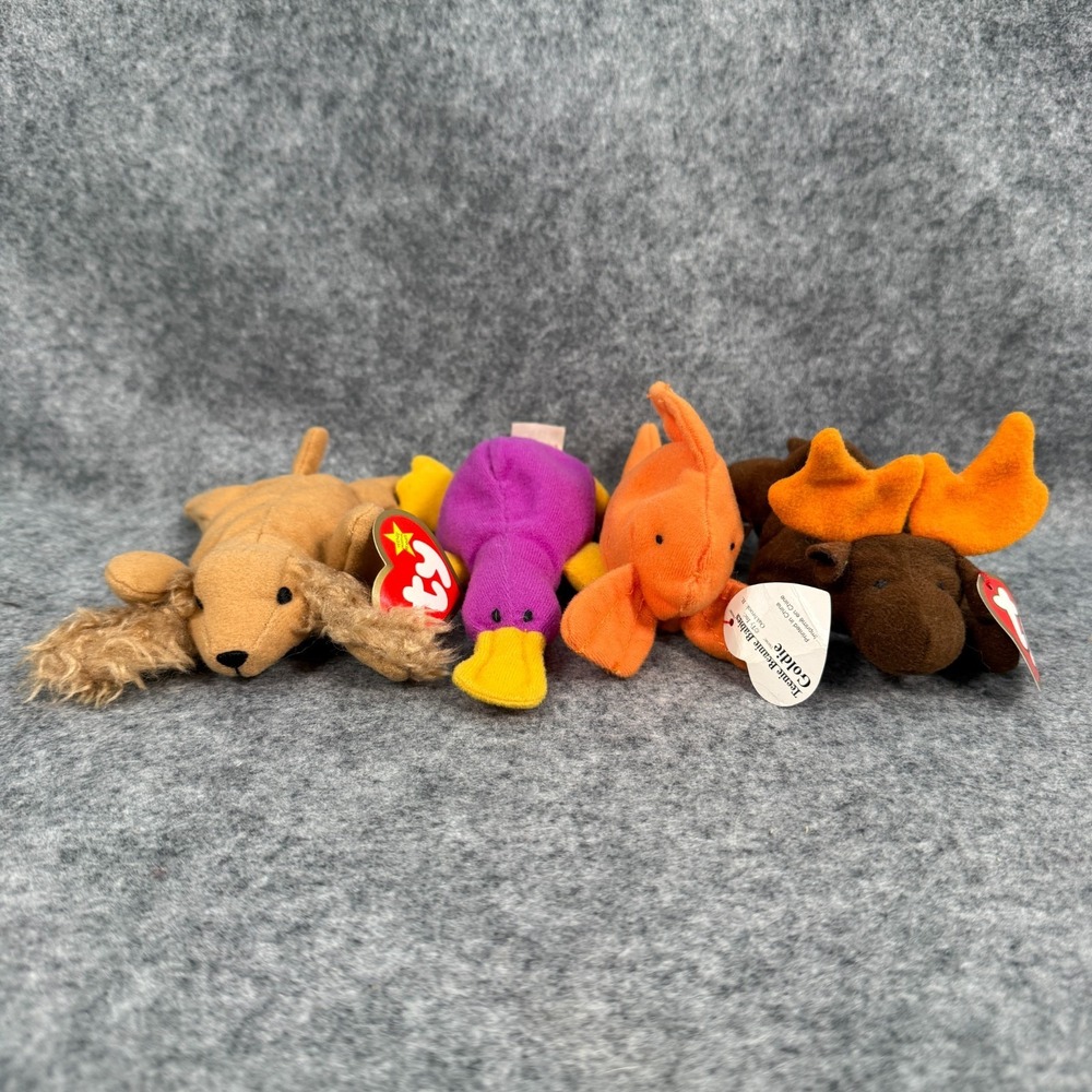 Vintage McDonalds TY Teenie Beanie Babies Lot of 4 Goldie Chocolate Patti Spunky